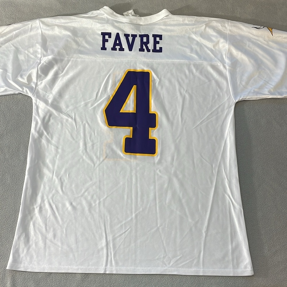 Official NFL Vintage Minnesota Vikings SKOL Brett Favre #4 White Jersey Sz L NWT